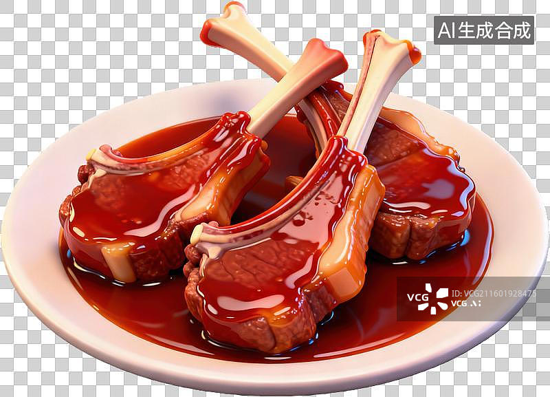 【AI数字艺术】酱汁羊排美食特写图片素材