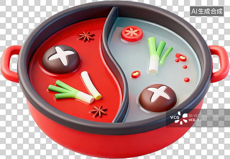 【AI数字艺术】鸳鸯火锅红白双味图片素材