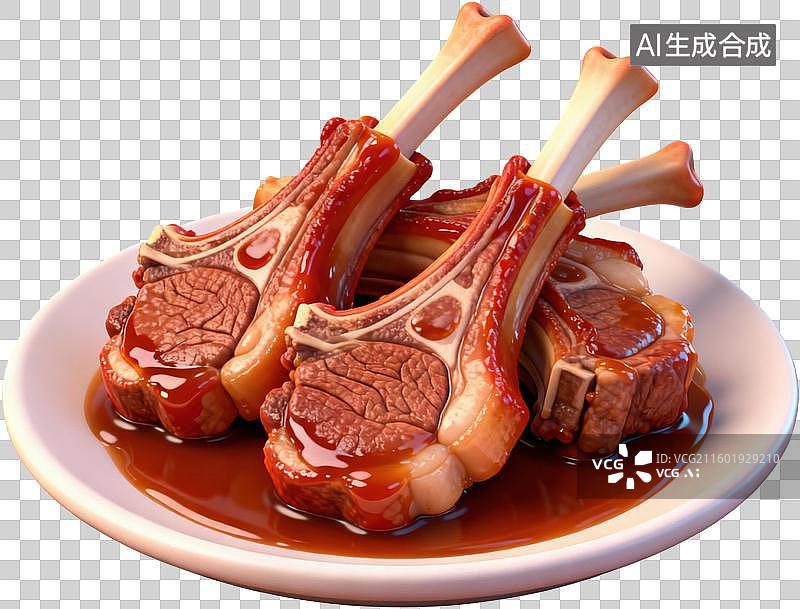 【AI数字艺术】美味羊排酱汁浓郁图片素材