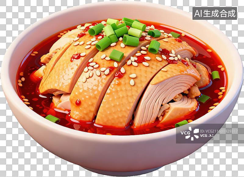 【AI数字艺术】红油鸡块白碗装图片素材
