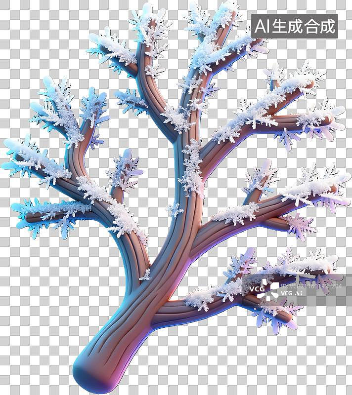【AI数字艺术】树枝结冰冬季雪景图片素材