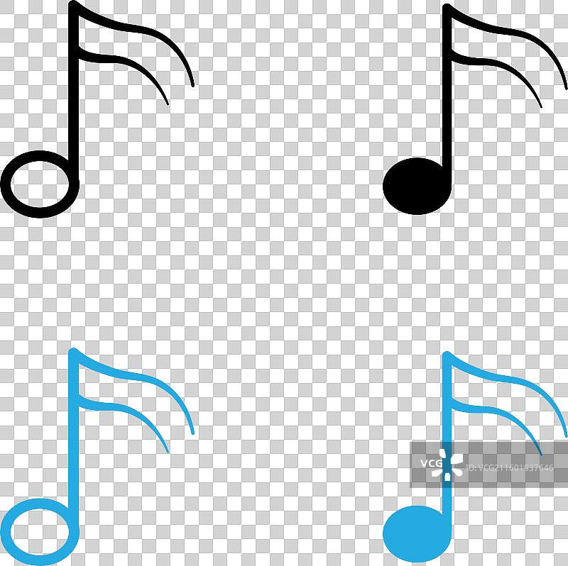 八分音符图标，黑白轮廓标志图片素材