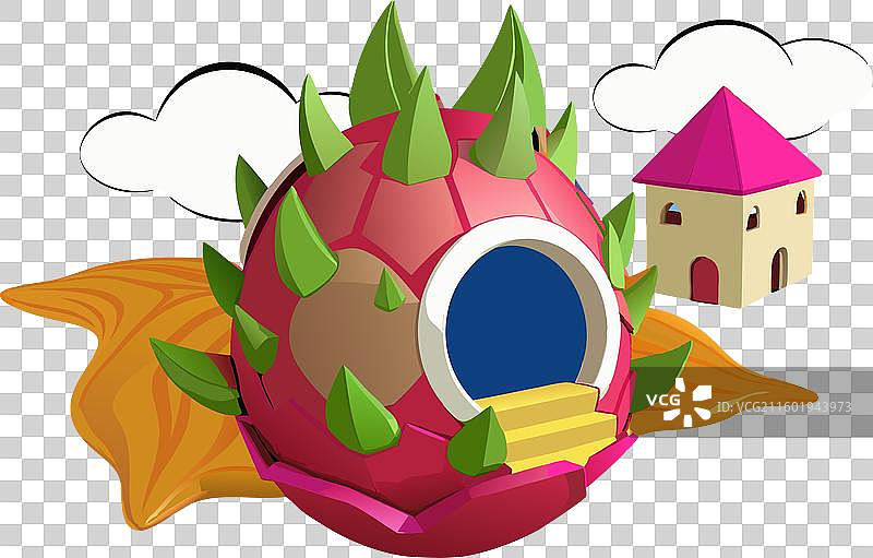 火龙果房剪影 b图片素材