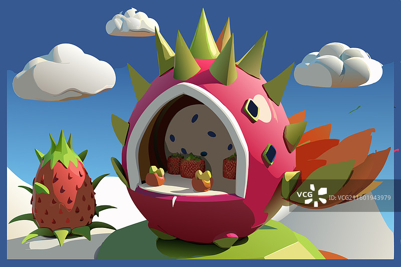 火龙果屋剪影图片素材