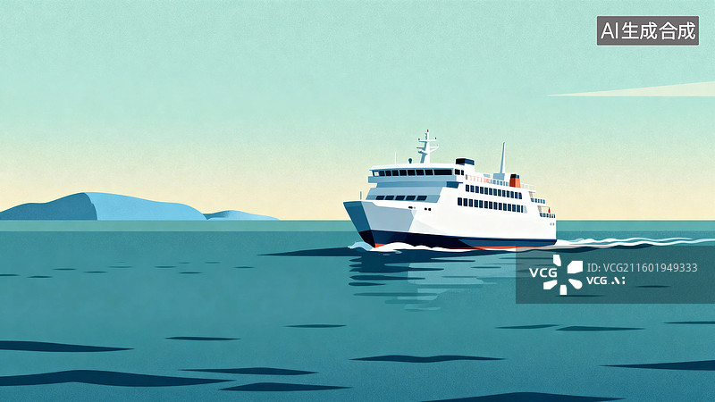 【AI数字艺术】海上航行的客轮图片素材