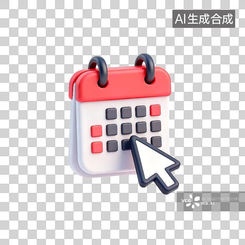 【AI数字艺术】日历图标与鼠标指针图片素材