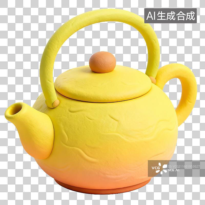 【AI数字艺术】黄色陶瓷茶壶图片素材