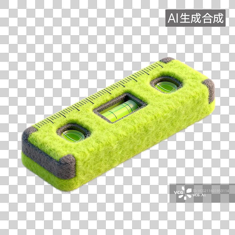 【AI数字艺术】绿色毛绒水平仪图片素材