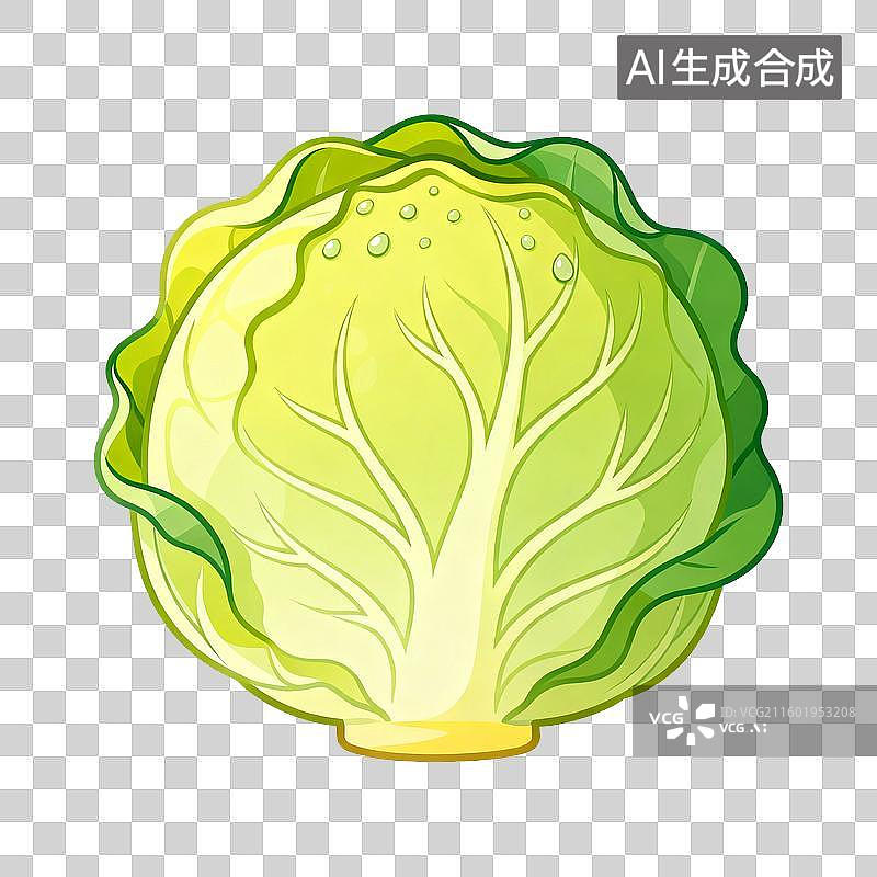 【AI数字艺术】新鲜卷心菜插图图片素材