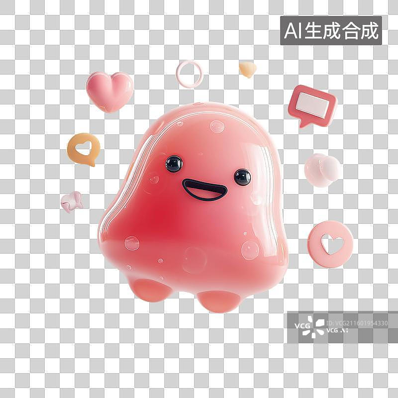 【AI数字艺术】珊瑚色萌系吉祥物图片素材