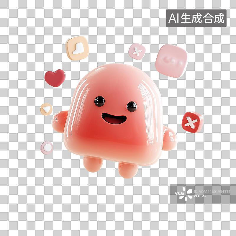 【AI数字艺术】珊瑚色萌系吉祥物图片素材