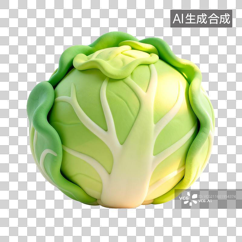 【AI数字艺术】卷心菜的3D卡通形象图片素材