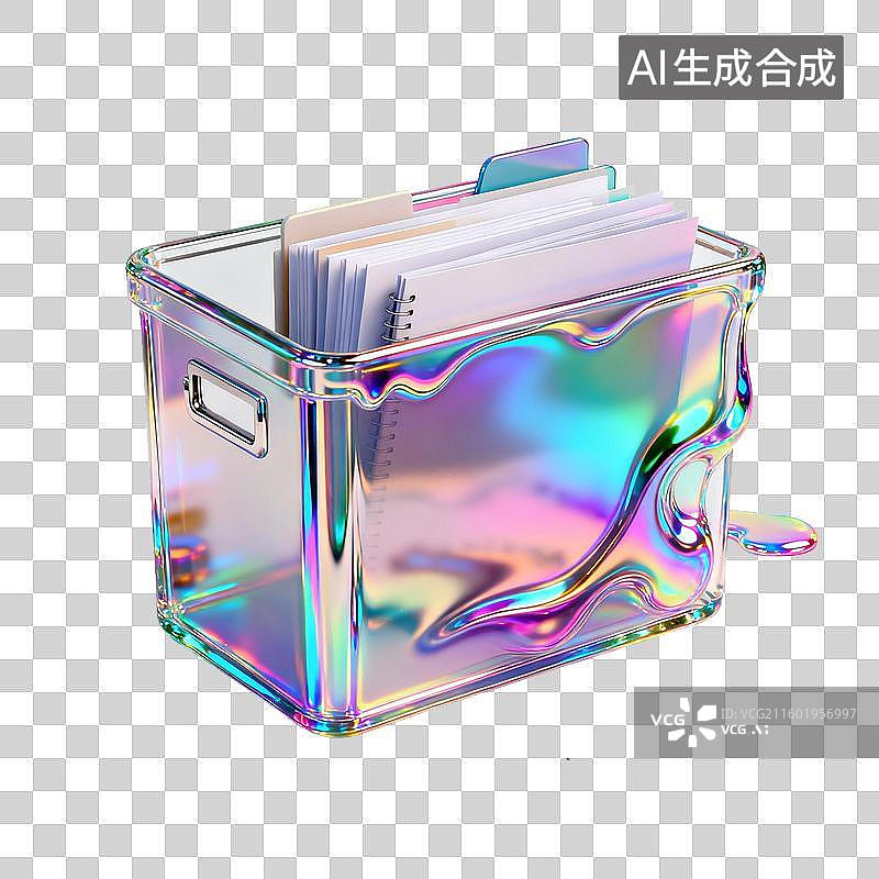 【AI数字艺术】彩虹透明文件收纳盒图片素材