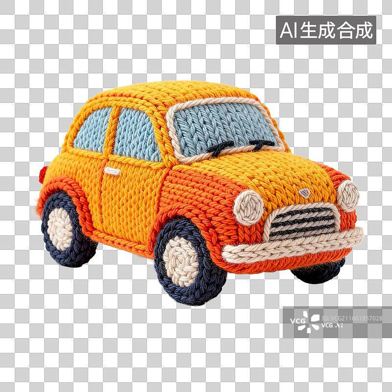 【AI数字艺术】手工编织的橙色小汽车玩具图片素材