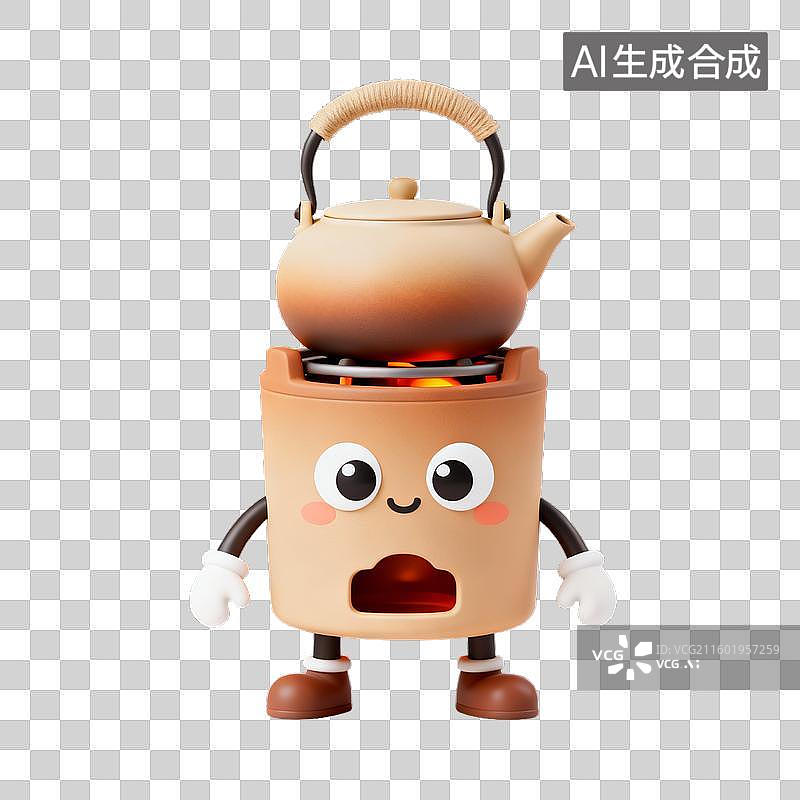 【AI数字艺术】可爱的卡通茶炉角色图片素材