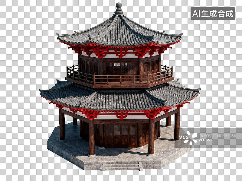 【AI数字艺术】中国古代建筑传统多层塔楼免抠设计素材图片素材