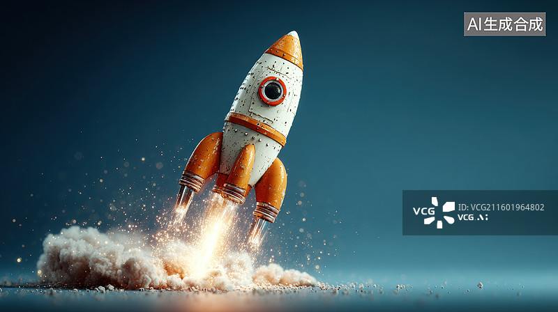 【AI数字艺术】火箭升空瞬间图片素材