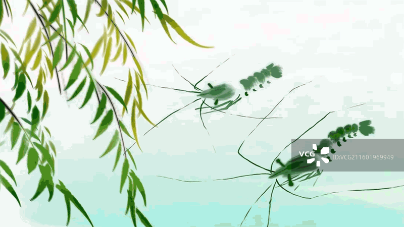 中式美学 水墨 中国画 插图 齐白石 虾 小暑 夏天图片素材