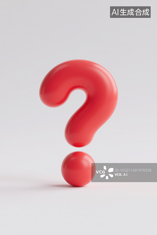 【AI数字艺术】白色背景下的红色问号图案图片素材
