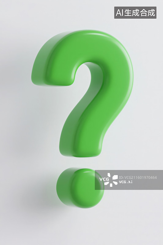 【AI数字艺术】白色背景下的绿色问号图案图片素材