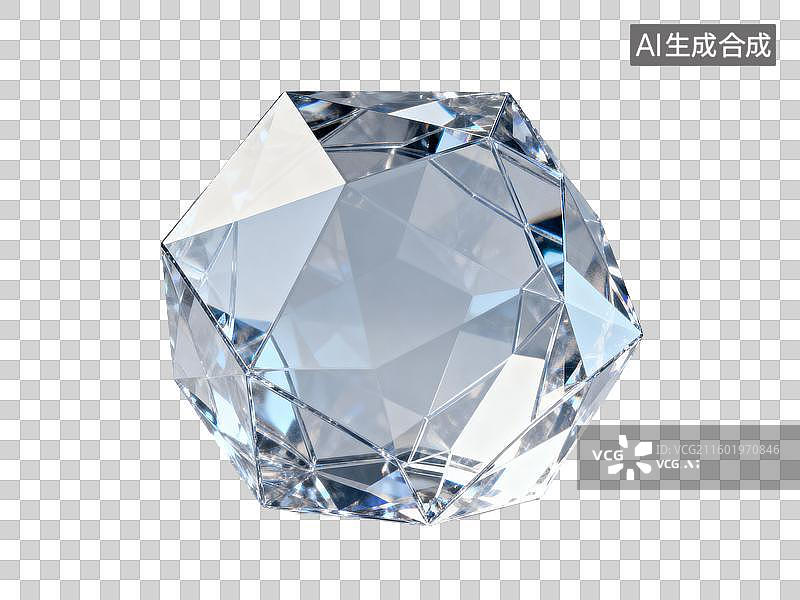 【AI数字艺术】装饰元素 几何形体 透明多面切割水晶图片素材