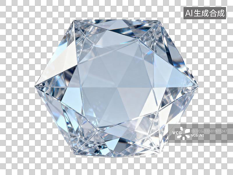 【AI数字艺术】装饰元素 几何形体 透明多面切割水晶图片素材