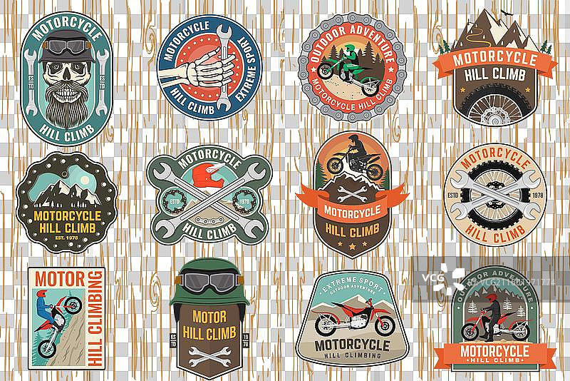 摩托车爬坡赛标志徽章合集图片素材