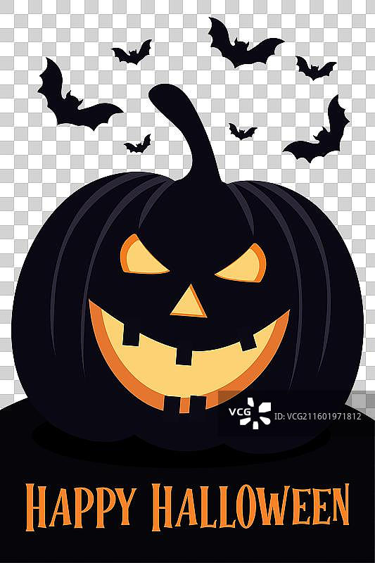 万圣节快乐的明信片，上面有可怕的南瓜图片素材