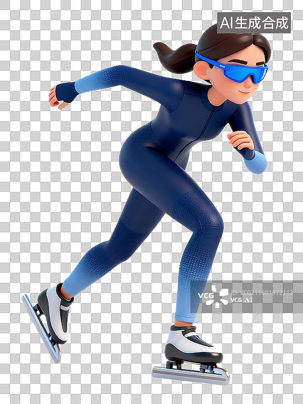 【AI数字艺术】短道速滑运动员人物插画图片素材
