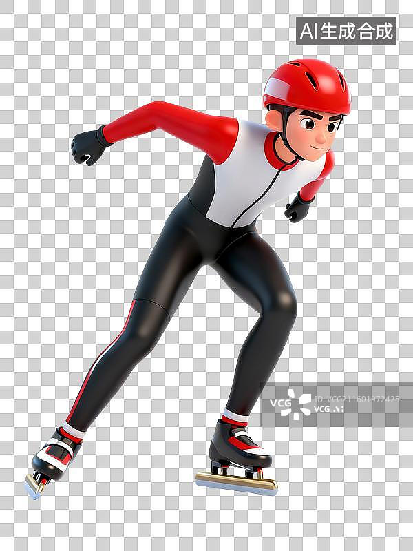 【AI数字艺术】短道速滑运动员人物插画图片素材