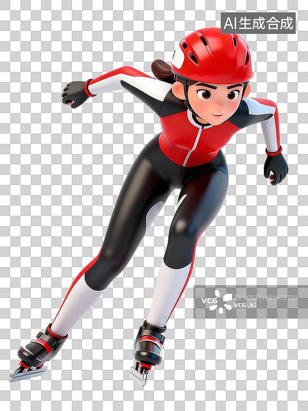 【AI数字艺术】短道速滑运动员人物插画图片素材
