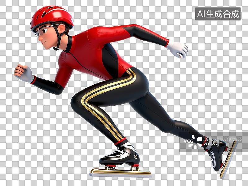 【AI数字艺术】短道速滑运动员人物插画图片素材