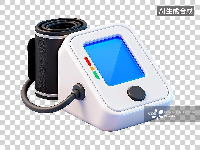 【AI数字艺术】医疗健康电子血压计 3D 立体免抠设计素材图片素材