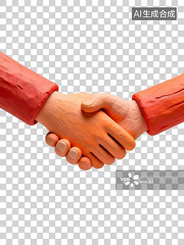 【AI数字艺术】3d粘土风格的握手图标图片素材