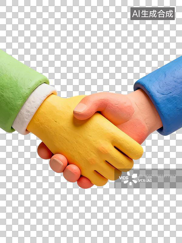 【AI数字艺术】3d粘土风格的握手图标图片素材