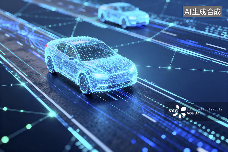 【AI数字艺术】智能汽车与互联道路概念图片素材