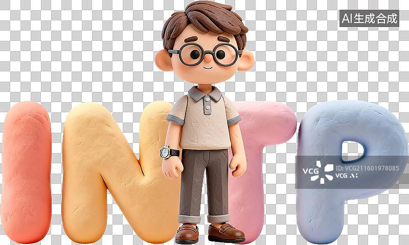 【AI数字艺术】mbti理论职业心理性格测试分析师NT型人格INTP逻辑学家类型内向直觉思考知觉3D手工超轻黏土风格图片素材