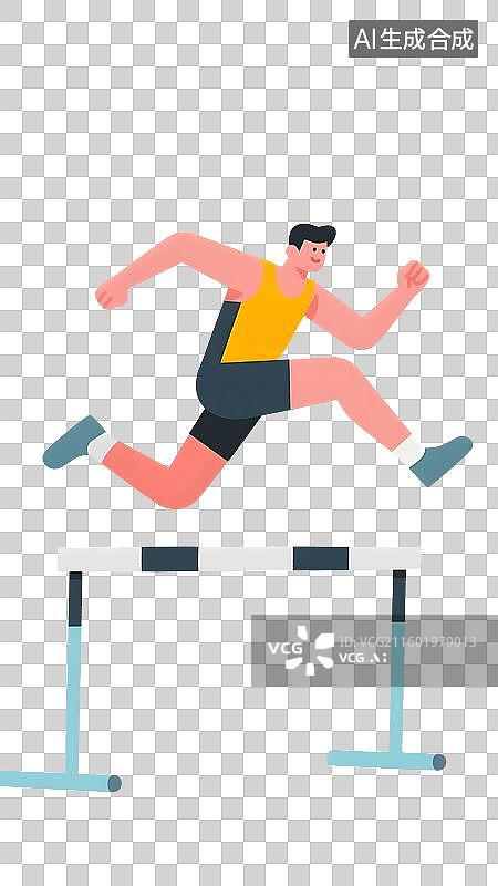 【AI数字艺术】AIGC:跨栏比赛，田径比赛，运动项目运动员，插图插画图片素材