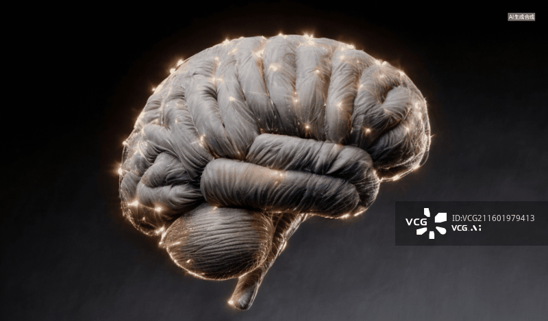 【AI数字艺术】发光大脑结构图片素材