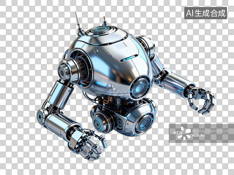 【AI数字艺术】新科技科幻纳米机器人多臂传感器免抠设计素材图片素材