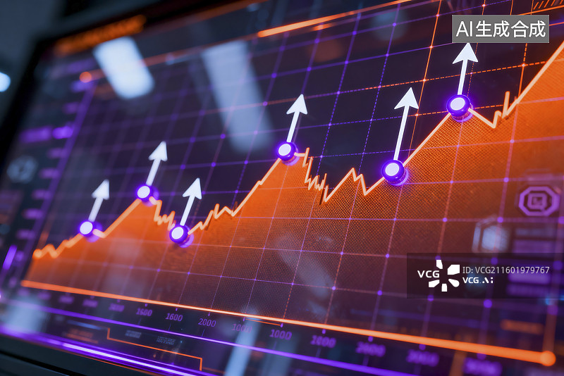 【AI数字艺术】展示商业增长的上升趋势图表图片素材