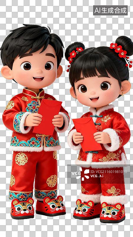 【AI数字艺术】小男孩小女孩两个儿童图片素材