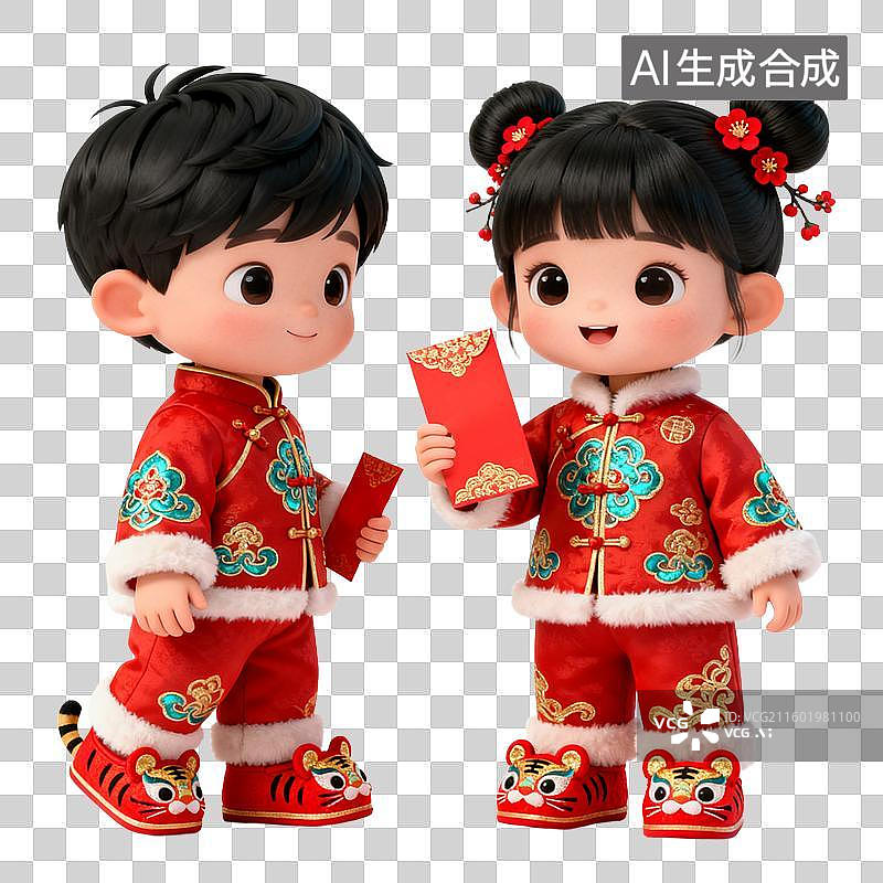 【AI数字艺术】小男孩小女孩两个儿童图片素材