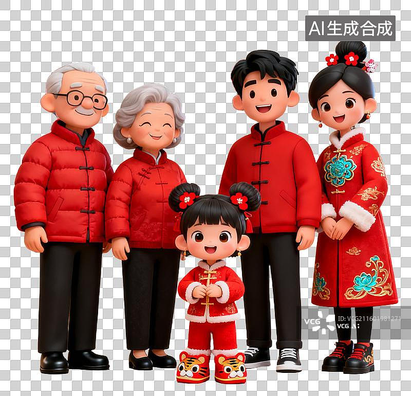 【AI数字艺术】一家人五个人图片素材