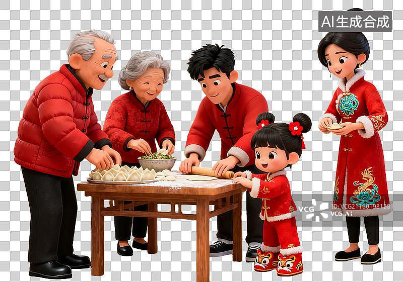 【AI数字艺术】一家人五个人图片素材