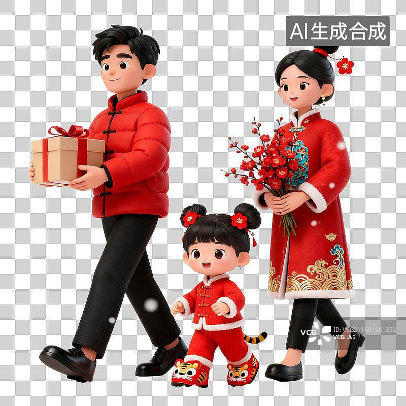 【AI数字艺术】一家人三个人图片素材