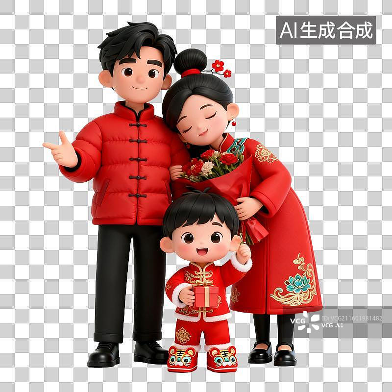 【AI数字艺术】一家人三个人图片素材