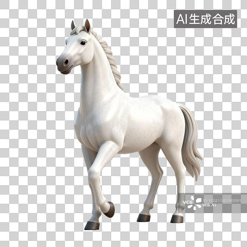 【AI数字艺术】一匹白色的马在奔跑图片素材