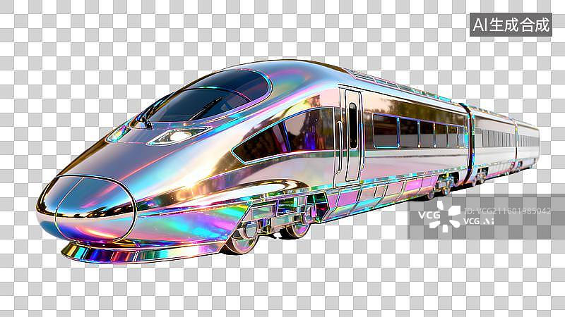 【AI数字艺术】酸性镭射金属高速列车 金属镭射高铁列车  高铁模型图片素材