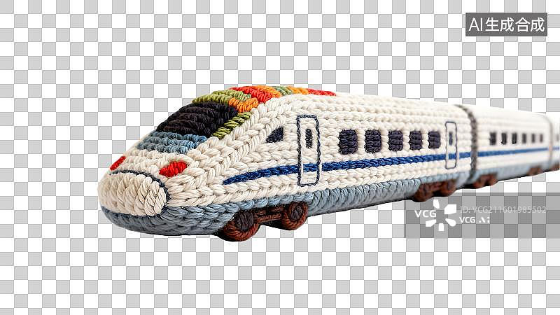 【AI数字艺术】彩色毛线编织风格的高速列车 毛线针织风格的高铁模型图片素材